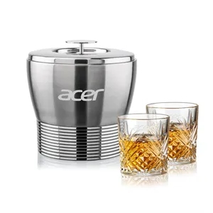 Genoa Ice Bucket & Milford On-the-Rocks Set | https://www.bestnamebadges.com