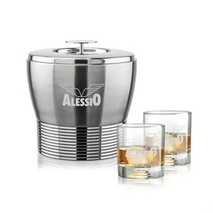 Genoa Ice Bucket & Marbella On-the-Rocks Set | https://www.bestnamebadges.com