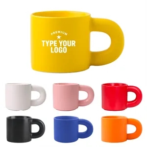 12oz Ceramic Coffee Mug with Large Handle Cute Color