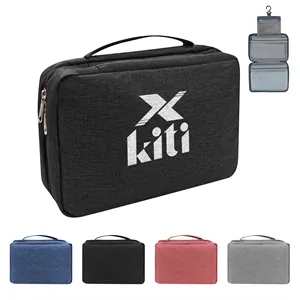 Polyester Portable Travel Hanging Toiletry Bag W/ Zipper
