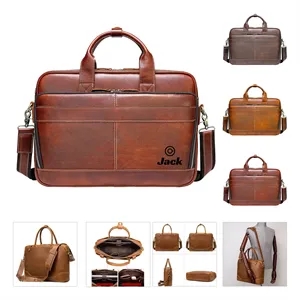 14" Vintage Genuine Leather Laptop Bags Briefcase