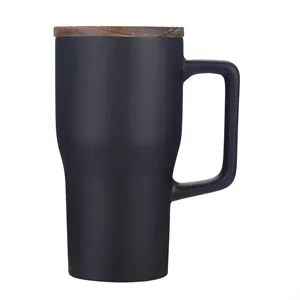 18 oz Ceramic Mug with Wood Lid | https://www.bestnamebadges.com