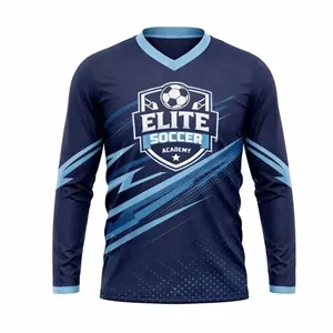 Full Color Birdseye Mesh Long Sleeve Soccer Jersey 160G