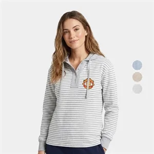 Alina Women's Tunic Fit Striped Henley Hoodie | https://www.bestnamebadges.com