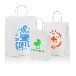 White Kraft Paper Shopper Tote Bag
