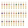 Golden World Cup Trophy Keychain W/ Custom Flag Pendant | https://www.bestnamebadges.com