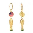 Golden World Cup Trophy Keychain W/ Custom Flag Pendant | https://www.bestnamebadges.com