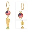 Golden World Cup Trophy Keychain W/ Custom Flag Pendant | https://www.bestnamebadges.com