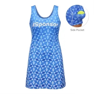 Women's Sublimated Tennis Dress With Pocketed Shorts