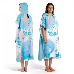 Adult Poncho Hooded Beach Towel With Full Color Print