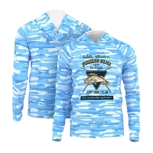 Sublimated Sun Protection Fishing Hooded T Shirt 180 GSM