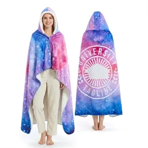Custom Dye Sublimated Hooded Sherpa Blanket