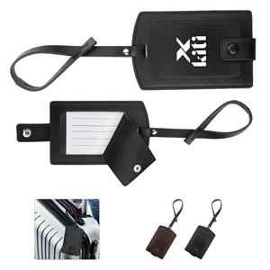 Genuine Leather Luggage Tag W/ Privacy Protection Cover