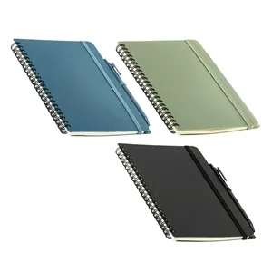 Avignon Repreve® Recycled Hardcover Spiral Notebook with Pe | https://www.bestnamebadges.com