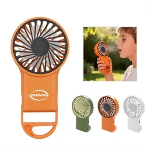 Plastic Mini Foldable Rechargeable Handheld Fan W/ Hook