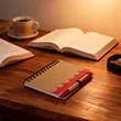 Wave Kraft Cover Pocket Spiral Notebook Journal W/ Pen 4"x5" | https://www.bestnamebadges.com