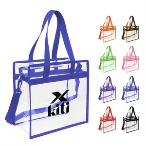 Clear PVC Stadium Approved Zipper Tote Bag 12"x12"x6"