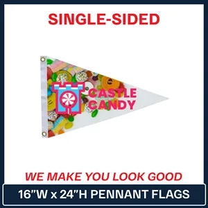 16" x 24" Single Sided Custom Pennant Flag