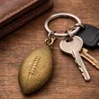 Football Shaped Metal Keychain | https://www.bestnamebadges.com
