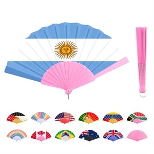 Full Color Plastic Folding Hand Fan W/ World Cup Theme