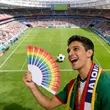 Full Color Plastic Folding Hand Fan W/ World Cup Theme | https://www.bestnamebadges.com