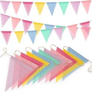 12 Flags Pastel Pennant Banner Flags for Easter Classroom