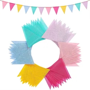 60 Flags Pastel Pennant Banner Flag for Easter Classroom