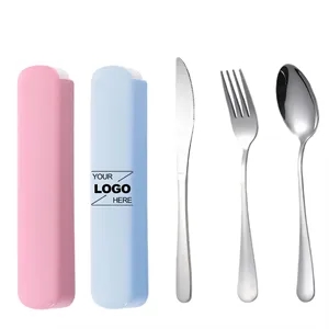 3-piece stainless steel travel cutlery set with box