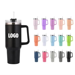 40 oz Vacuum Tumbler w/ Handle & Straw