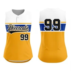 Women's One Button Sleeveless Softball Jersey 180 GSM