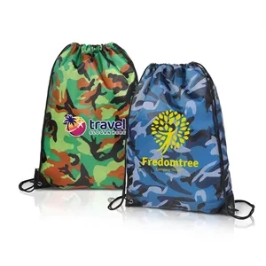 210D Waterproof Camo Sports Drawstring Bag