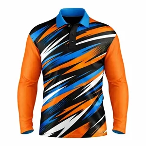 Long Sleeve Polo shirt Sublimation-Spandex Interlock