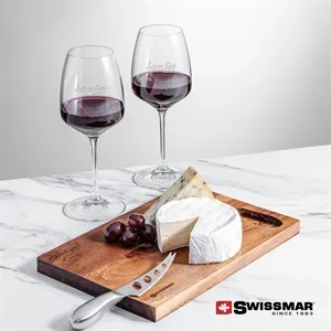 Swissmar® Acacia Board &  2 Oldham Wine | https://www.bestnamebadges.com