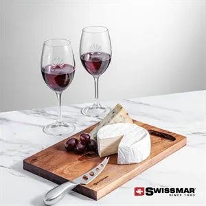 Swissmar® Acacia Board &  2 Naples Wine | https://www.bestnamebadges.com