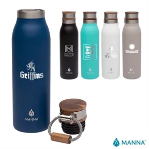Manna™ 18 oz. Ascend Stainless Steel Water Bottle w/ Acac... | https://www.bestnamebadges.com