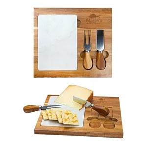 Carson 4-Piece Acacia Wood Cheese Set | https://www.bestnamebadges.com