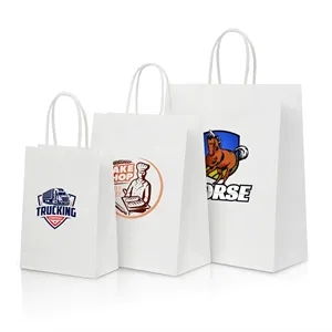 White Kraft Shopping Tote Bag (10" X 4.5" X 12.5") Large