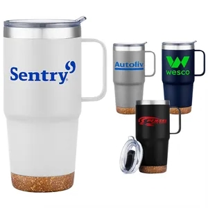 24oz. Stainless Travel Mug with Cork Base and Handle