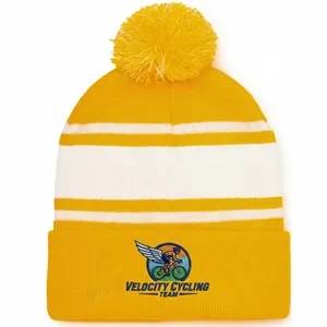 Custom Two-Tone Knit Pom Beanies | https://www.bestnamebadges.com