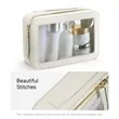 Clear PVC Cosmetic And Toiletry Bag With PU Leather Trim | https://www.bestnamebadges.com