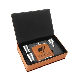 Leatherette Flask Gift Set