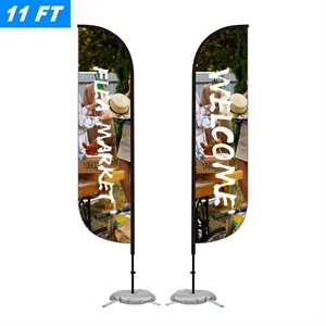 11' Custom Double Sided Feather Flag Kit With Cross Base