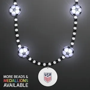 Light Up Soccer Ball Beads Necklace with World Cup Medallion