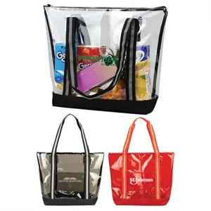 Soft TPU Clear Jumbo Zippered Tote Bag | https://www.bestnamebadges.com