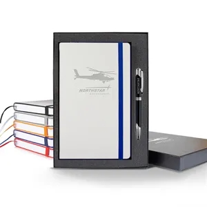 White Laser Medio Lined White Page Journal Gift Set | https://www.bestnamebadges.com