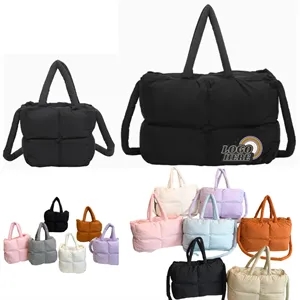 Multi-Color Quilted Puffy Nylon Tote Carryall