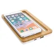 Bamboo Wireless Charging Pad with Phone Stand | https://www.bestnamebadges.com