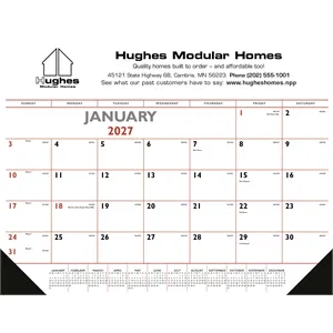 Triumph® Calendars Red & Black Desk Pad with Vinyl Corners
