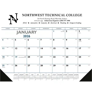 Triumph® Calendars Blue & Black Desk Pad with Vinyl Corners