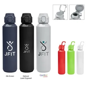 27 Oz. Travis Recycled Aluminum Bottle With Carabiner | https://www.bestnamebadges.com